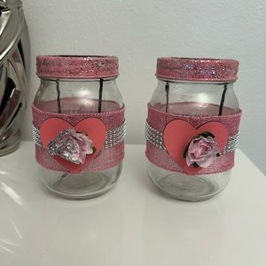 Valentines Day Set of 2 Handmade Mason Jar Tea Candle